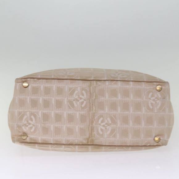 CHANEL New Travel Line Tote Bag Nylon Beige CC Auth bs14728 - Picture 5 of 16